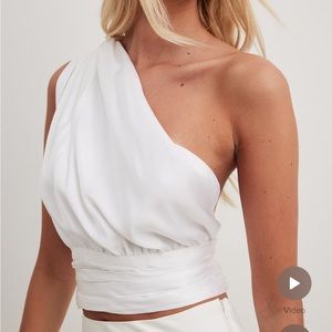 NWT NA-KD satin gathered one shoulder blouse